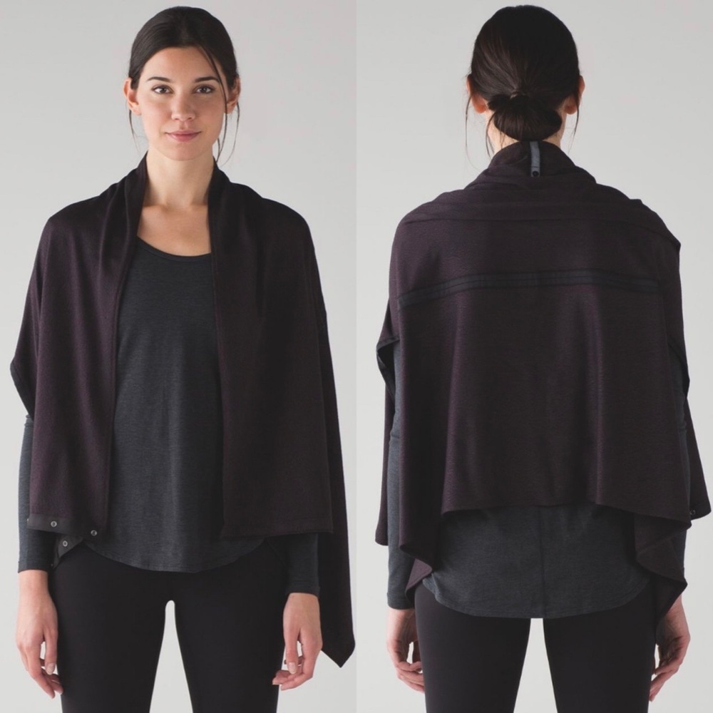 Lululemon Vinyasa Wrap Running Luon Spray Jacquard Black Cherry Black Scarf OS